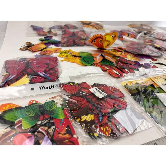 17 Pack NEW 3D Butterflies Wall Stickers Lot Bulk Various Colors Bright - Picture 9 of 16